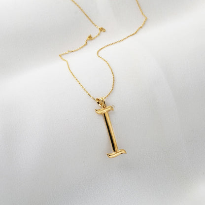 14K Yellow Gold I Initial Necklace