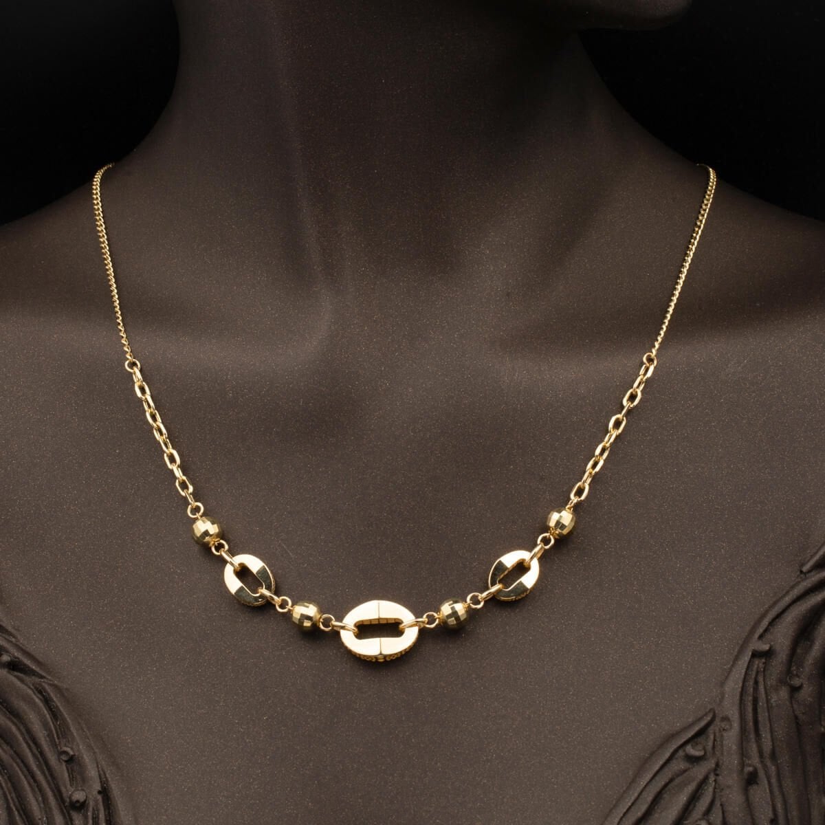 14K Yellow Gold Sparkle Chain Double Jewelry Set