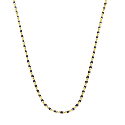 14K Yellow Gold Navy Blue Enamel Chain Necklace