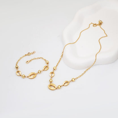 14K Yellow Gold Sparkle Chain Double Jewelry Set