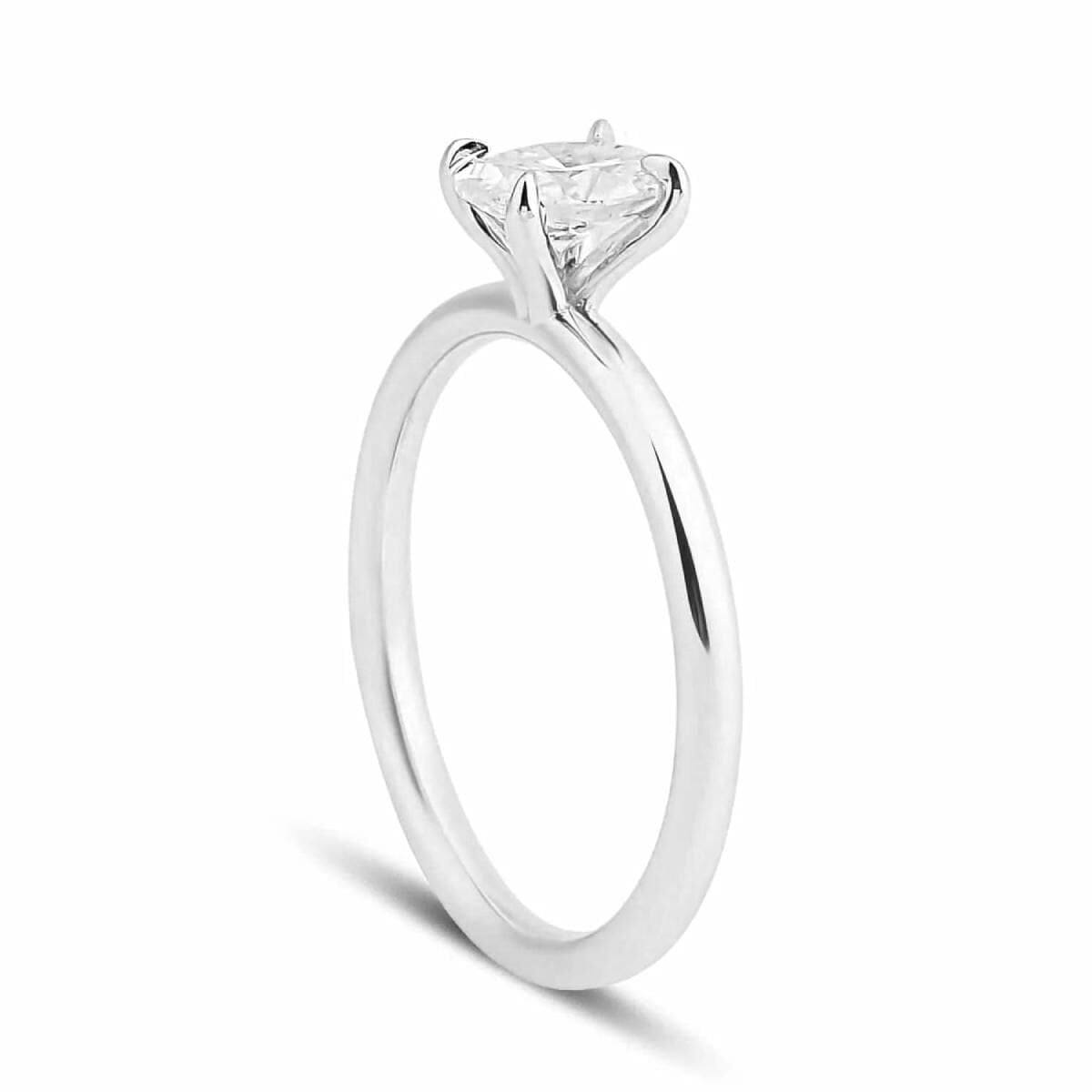 14K White Gold 0.50 Ct Oval Cut Moissanite Solitaire Ring