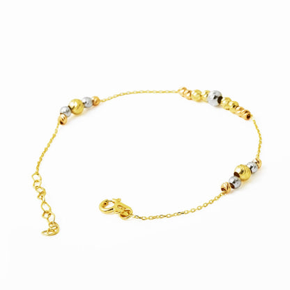 14K Yellow Gold Three Tone Gold Bead Bracelet