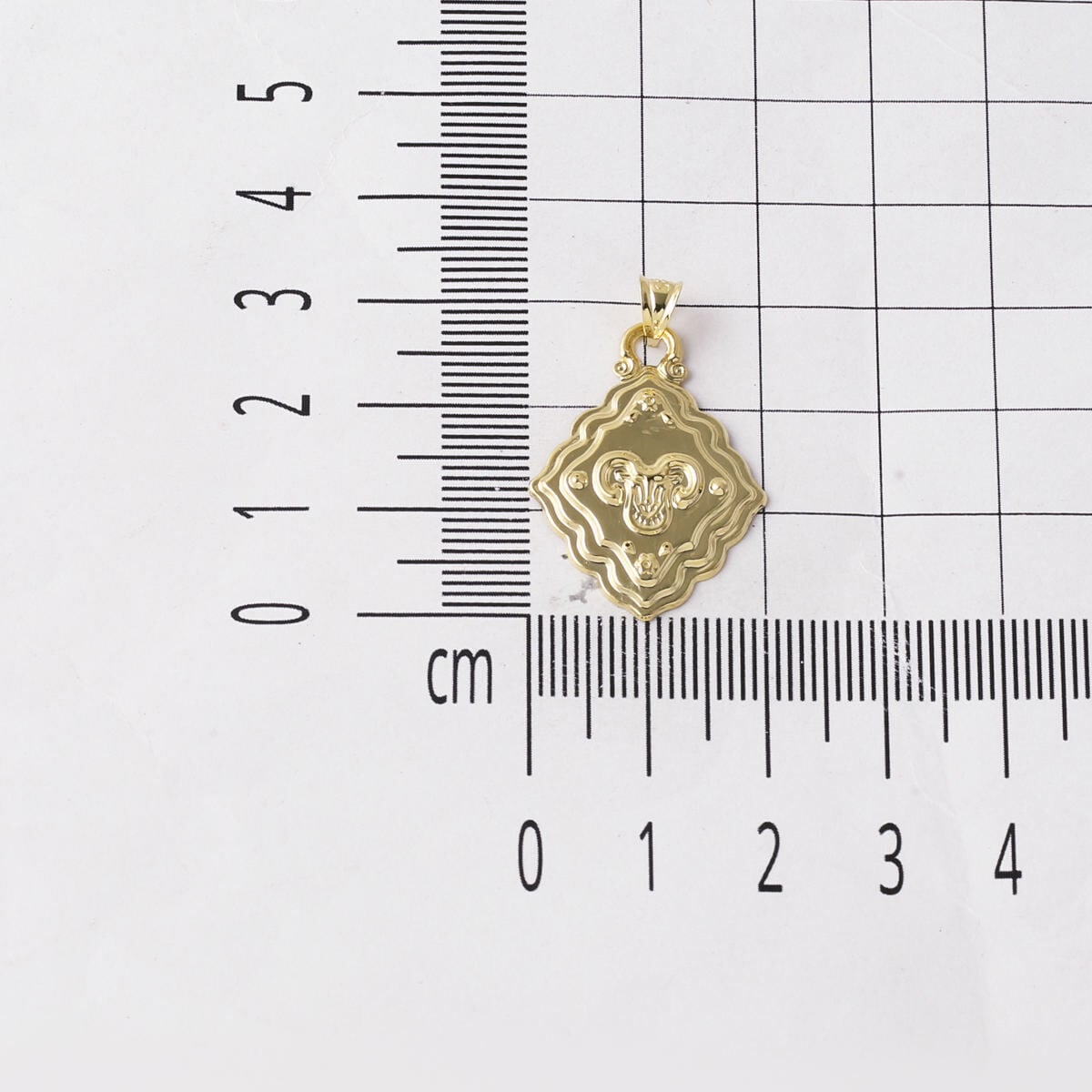 14K Yellow Gold Retro Aries Zodiac Necklace