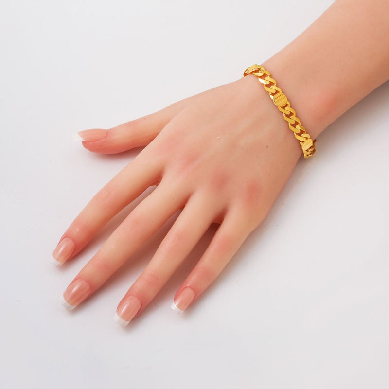 14K Yellow Gold Curb Chain ID Bracelet