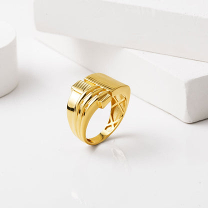 14K Yellow Gold Halo Hand Engraved Ring