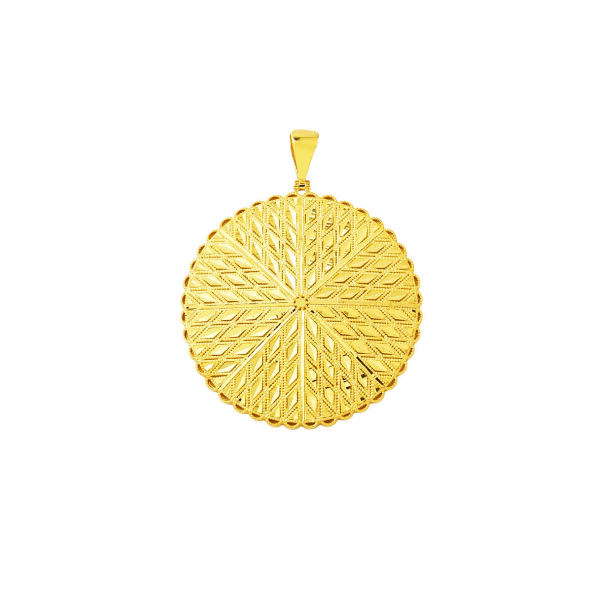 14K Yellow Gold Wheat Medallion Pendant