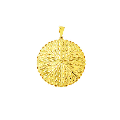 14K Yellow Gold Wheat Medallion Pendant