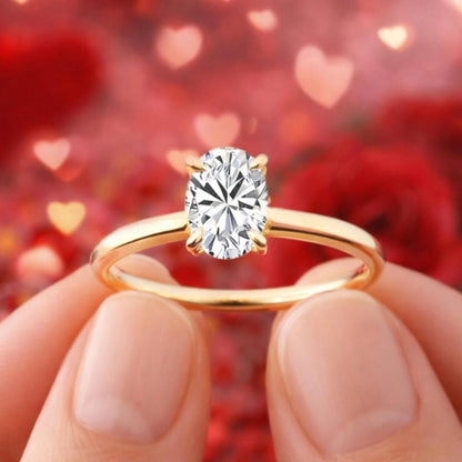 14K Rose Gold 0.50 Ct Oval Moissanite Solitaire Ring