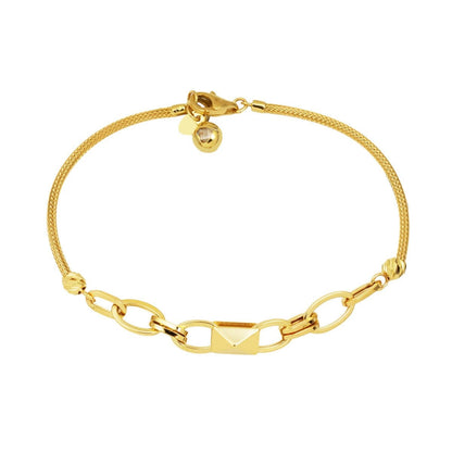 14K Yellow Gold Hoop Woven Link Chain Bracelet