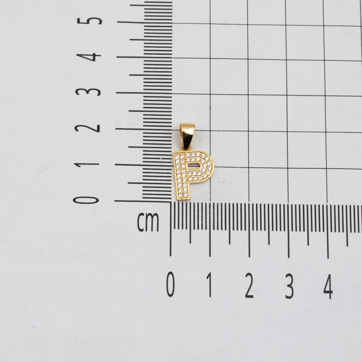14K Yellow Gold Initial P Cubic Zirconia Pendant