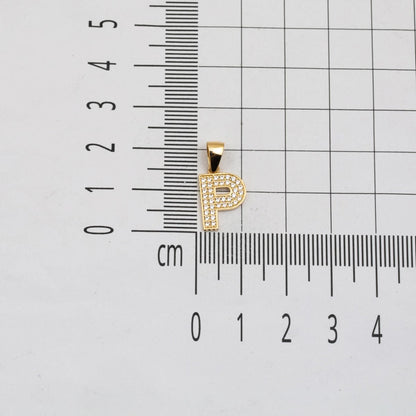 14K Yellow Gold Initial P Cubic Zirconia Pendant