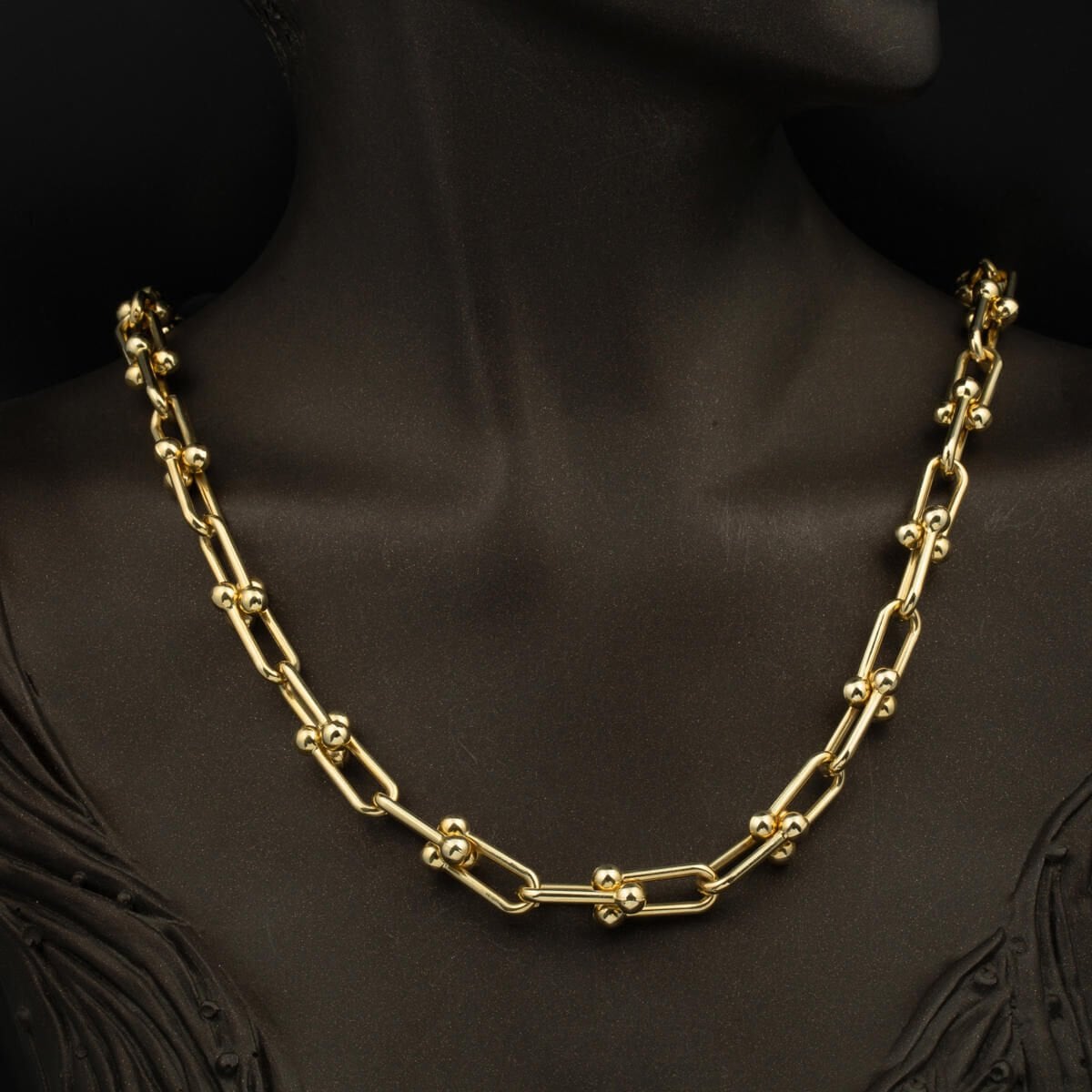 14K Yellow Gold Thick Designer Inspired Chain Jewelry Set