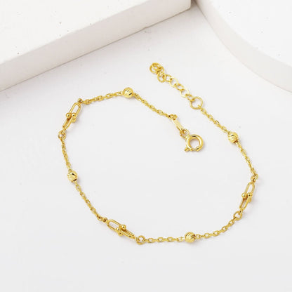14K Yellow Gold Designer Inspired Gold Bead Bracelet