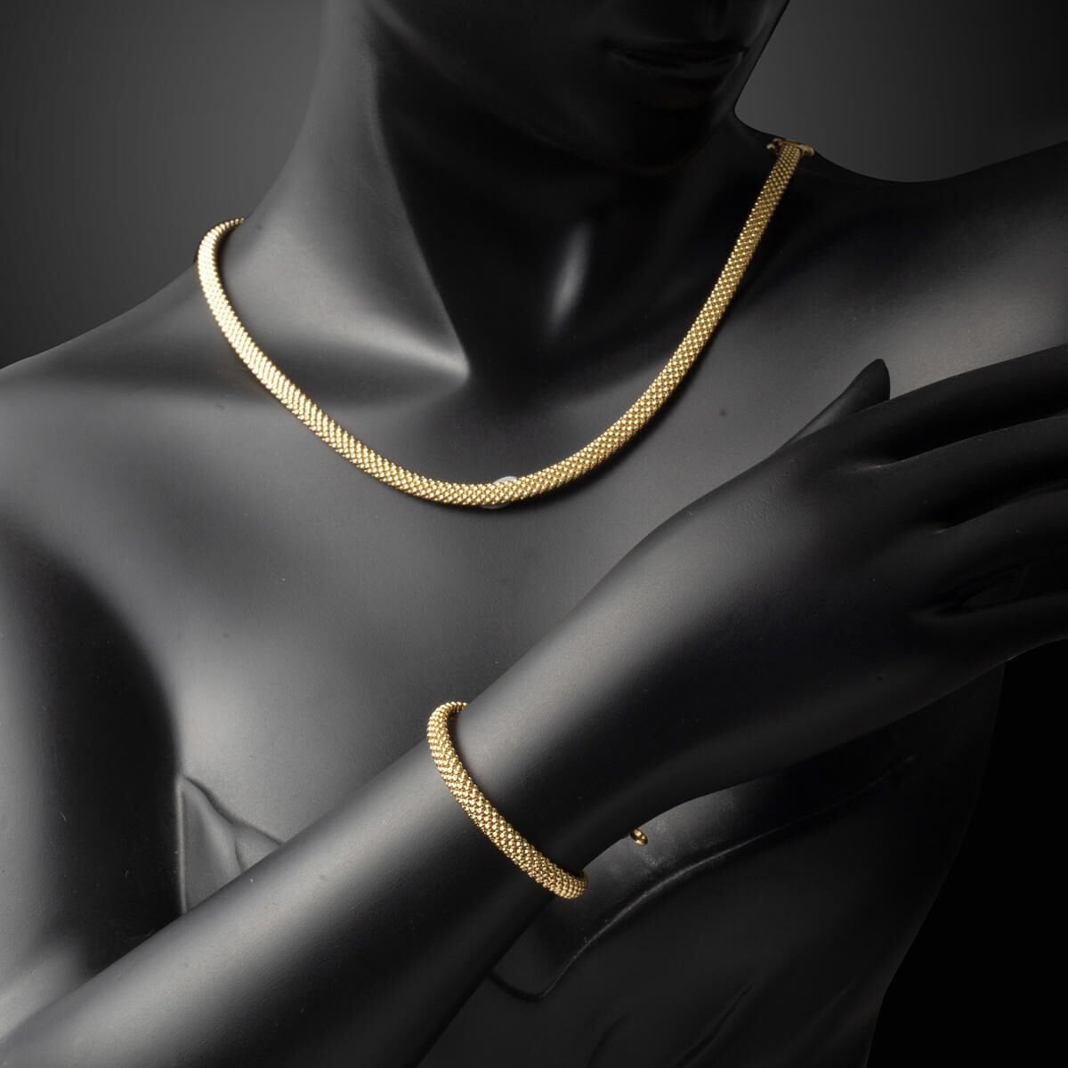14K Yellow Gold Jessica Woven Chain Jewelry Set