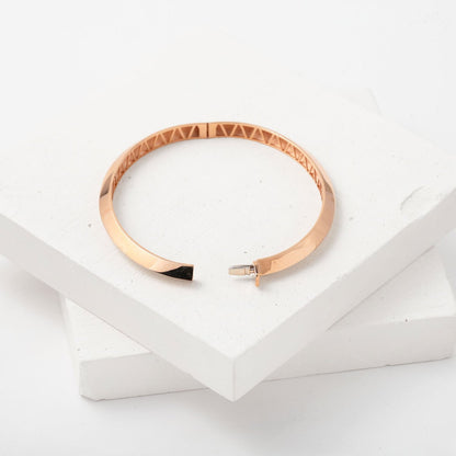 14K Rose Gold Women's Hinged Cuff Bangle