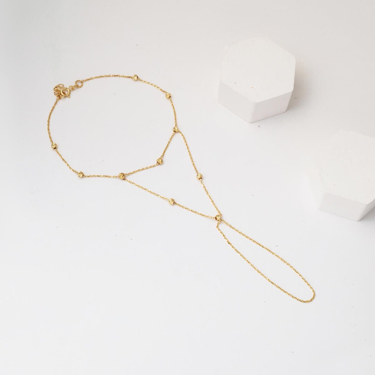 14K Yellow Gold Shahmaran Gold Bead Ring Bracelet