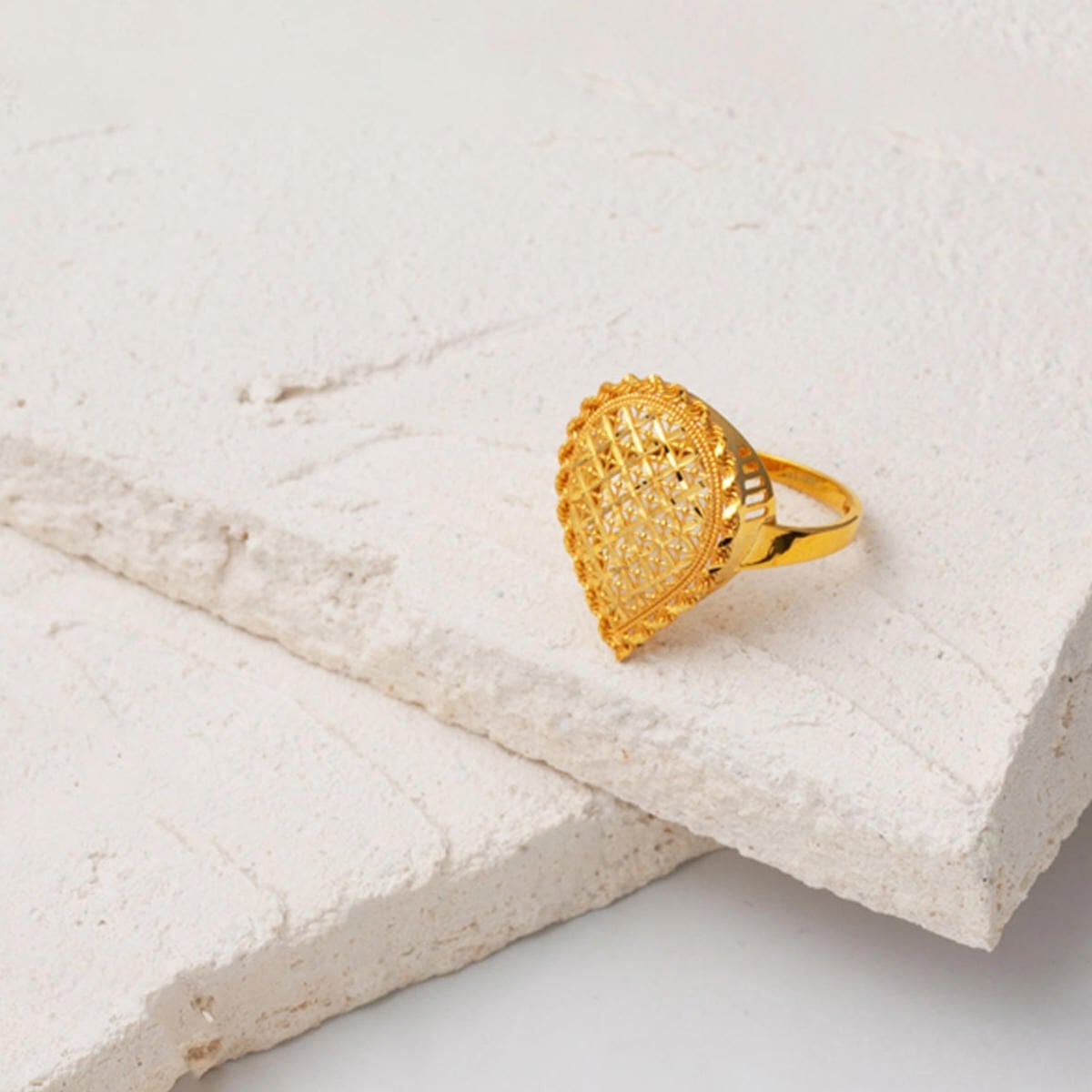 22K Yellow Gold Teardrop Flower of Life Ring