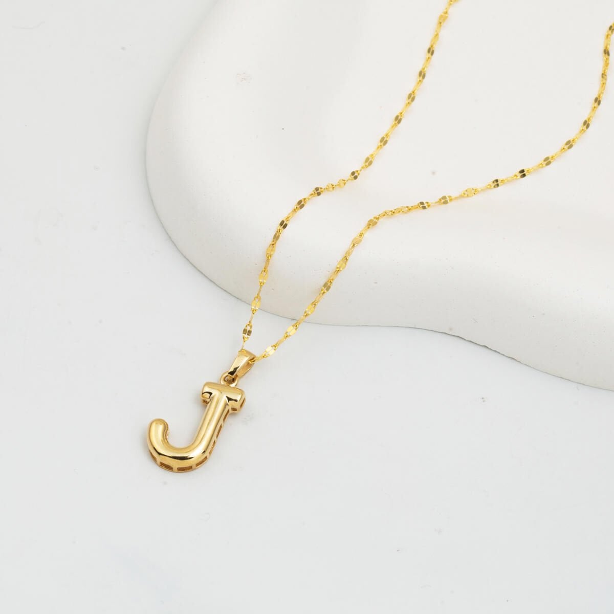 14K Yellow Gold J Balloon Initial Necklace
