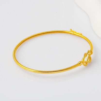 14K Yellow Gold Ajda Knot Hinged Cuff Bangle