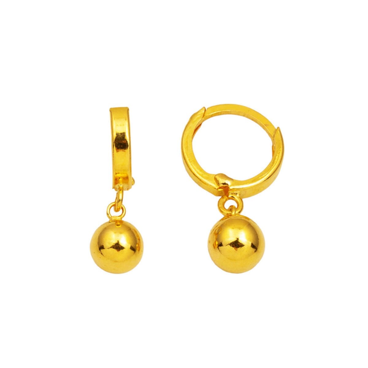 22K Yellow Gold Ball Dangle Earrings