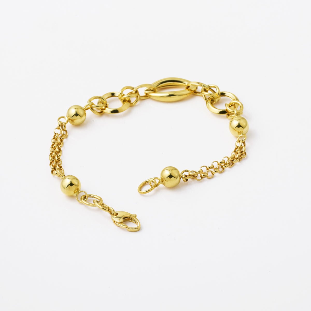 14K Yellow Gold Ellipse Hoop Chain Bracelet