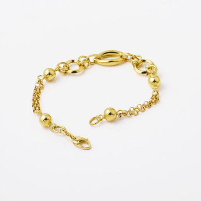 14K Yellow Gold Ellipse Hoop Chain Bracelet