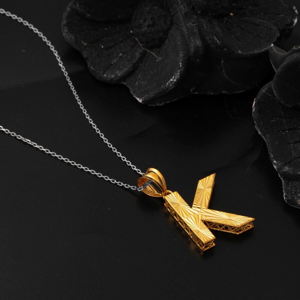 22K Yellow Gold K Initial Pendant