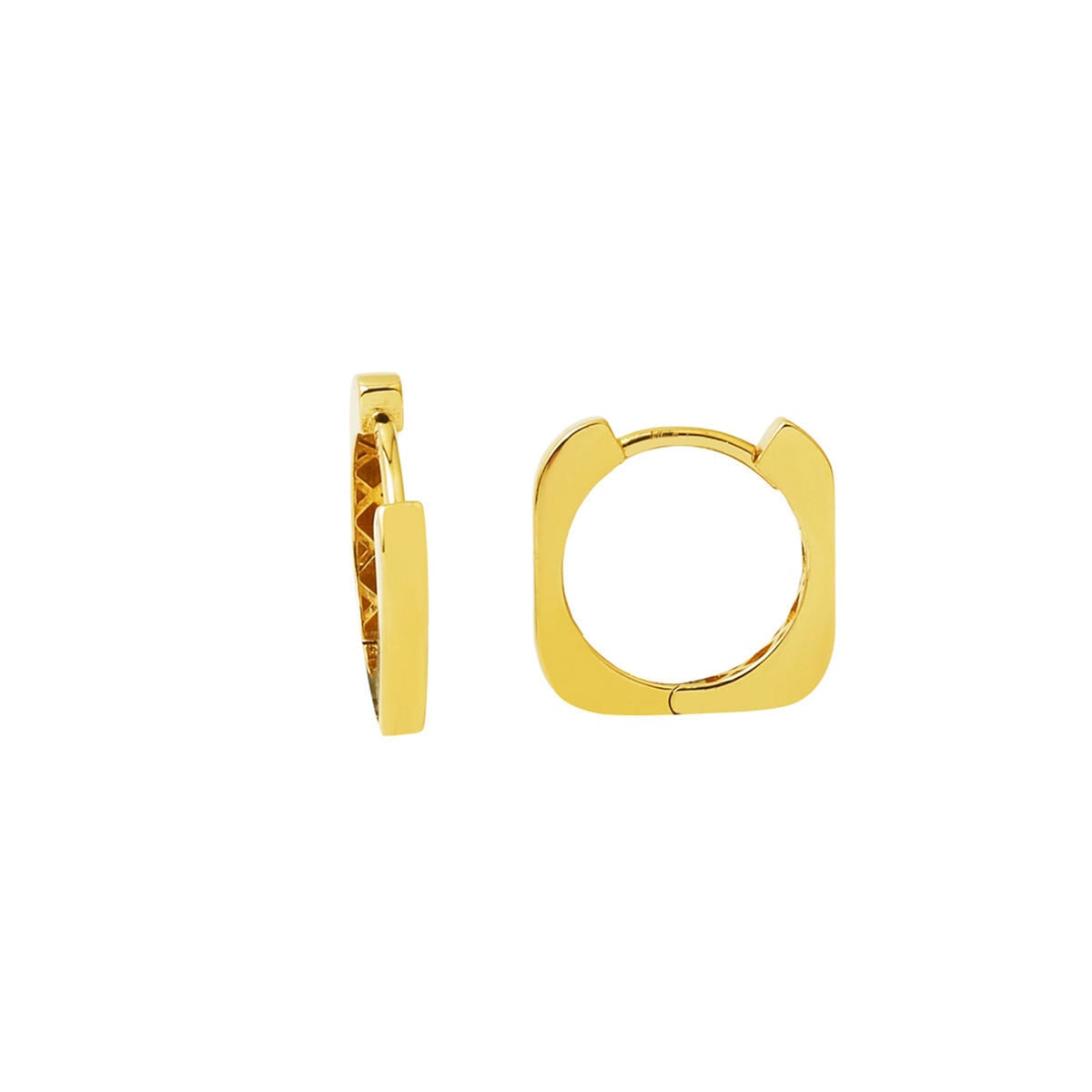 14K Yellow Gold Square-Cut Cubic Zirconia Hoop Earrings (2.25 g)