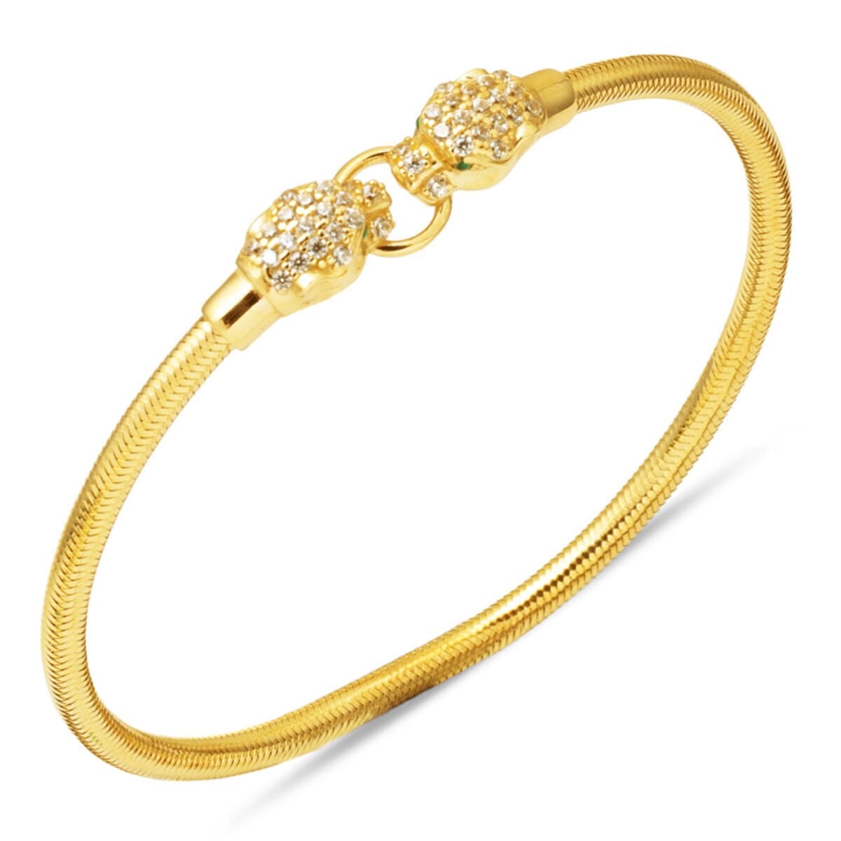 14K Yellow Gold Jaguar Italian Cubic Zirconia Bracelet