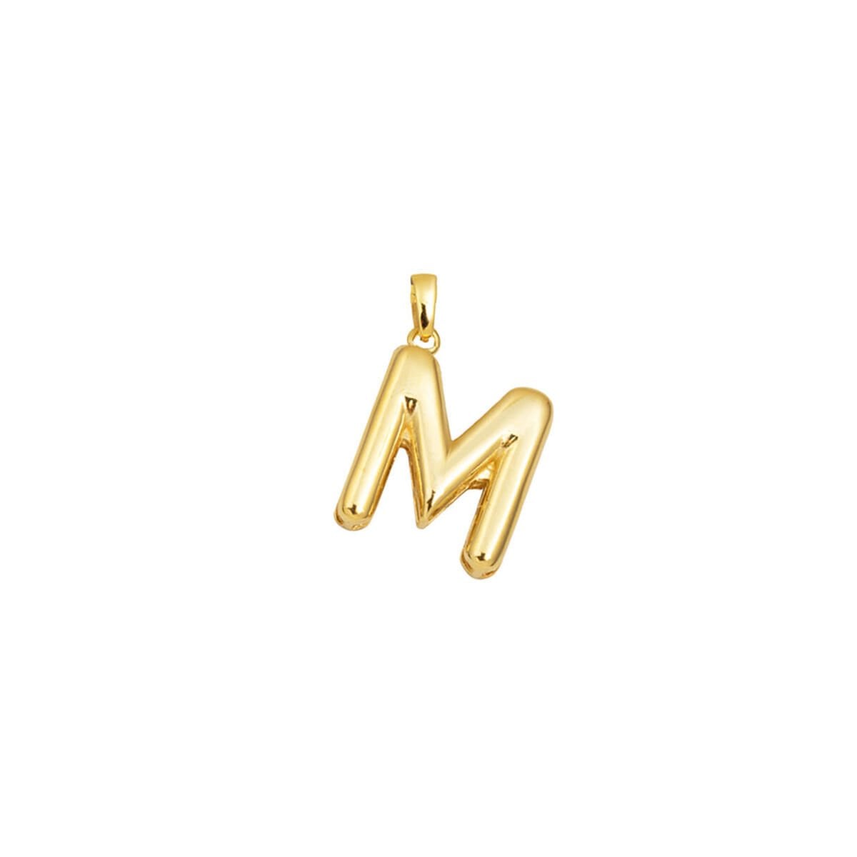 14K Yellow Gold Balloon Initial M Pendant