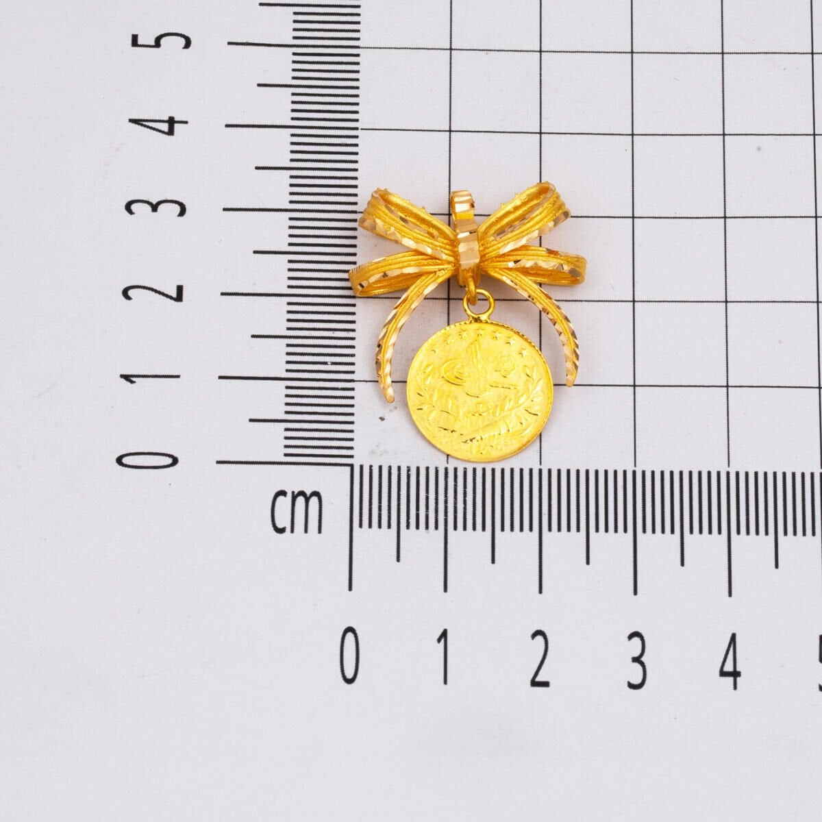 22K Yellow Gold Quarter Coin Ottoman Resat Coin Pendant
