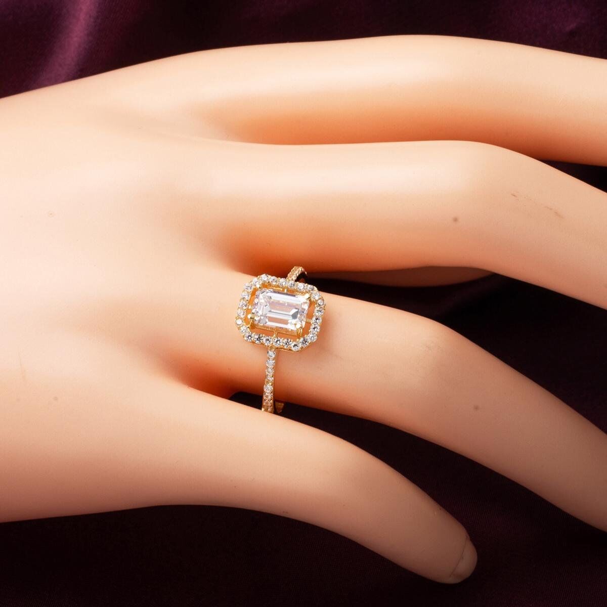 14K Yellow Gold Baguette 3-Piece Cubic Zirconia Jewelry Set
