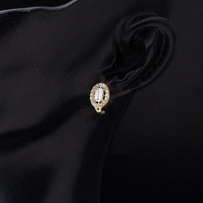14K Yellow Gold Baguette Cubic Zirconia Children's Earrings (1.41 g)