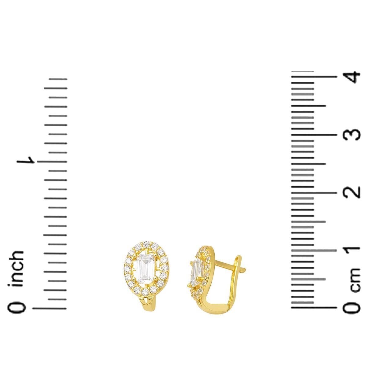 14K Yellow Gold Baguette Cubic Zirconia Children's Earrings (1.41 g)