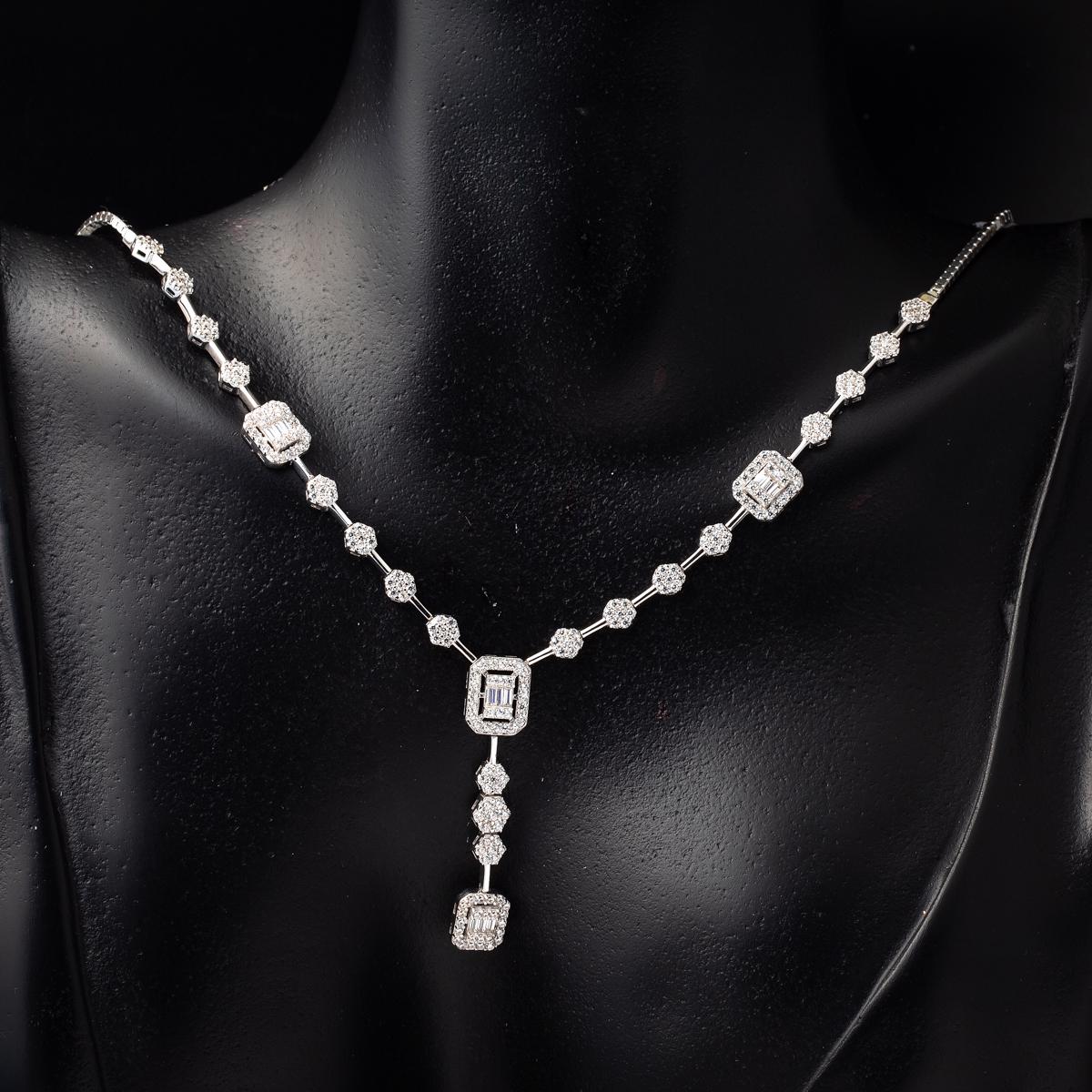 14K White Gold Baguette Cubic Zirconia Jewelry Set (22.1 g)