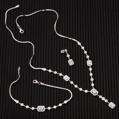 14K White Gold Baguette Cubic Zirconia Jewelry Set (22.1 g)