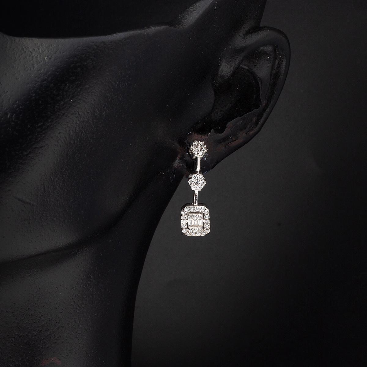 14K White Gold Baguette Cubic Zirconia Jewelry Set (22.1 g)