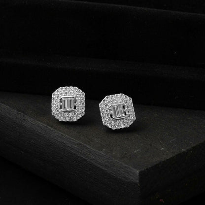 14K White Gold Baguette Cubic Zirconia Earrings (1.96 g)
