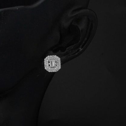 14K White Gold Baguette Cubic Zirconia Earrings (1.96 g)