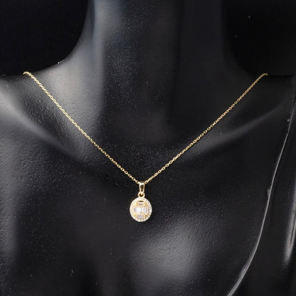 14K Yellow Gold Baguette Cubic Zirconia Necklace & Earrings Set (5.61 g)