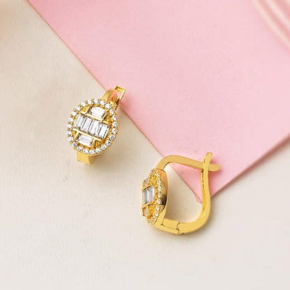 14K Yellow Gold Baguette Cubic Zirconia Necklace & Earrings Set (5.61 g)