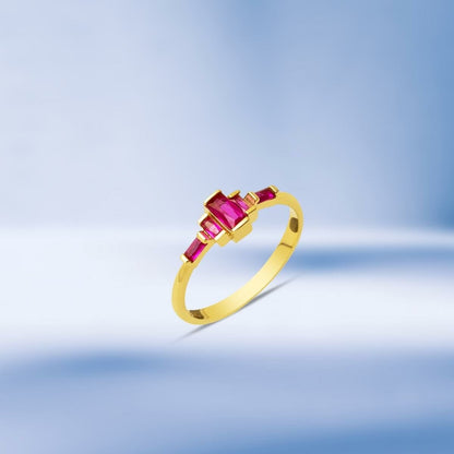 14K Yellow Gold Baguette Minimalist Cubic Zirconia Ring