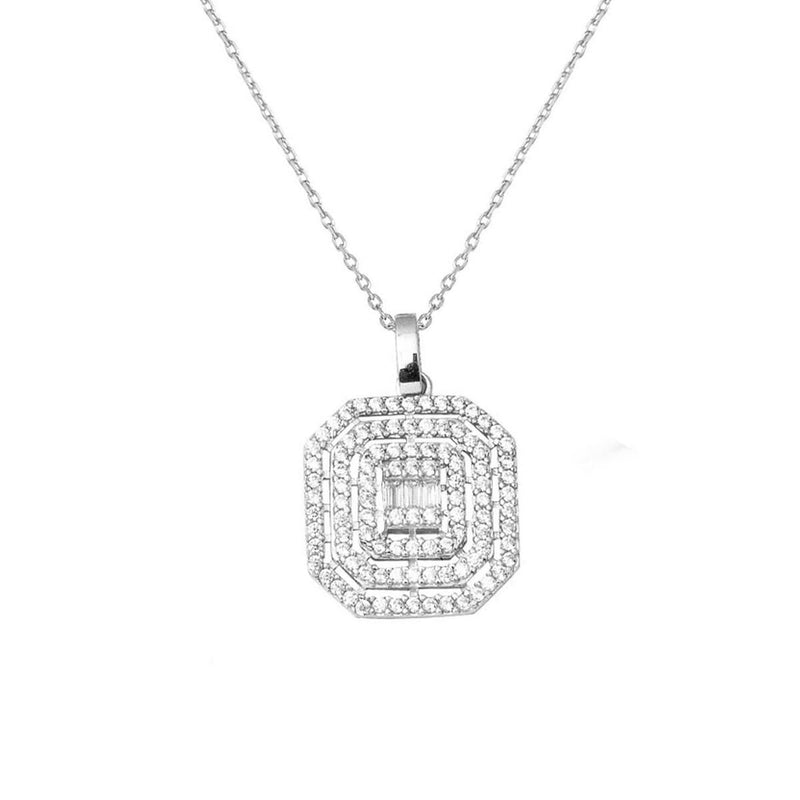 14K White Gold Minimalist Baguette Cubic Zirconia Necklace (2.57 g)