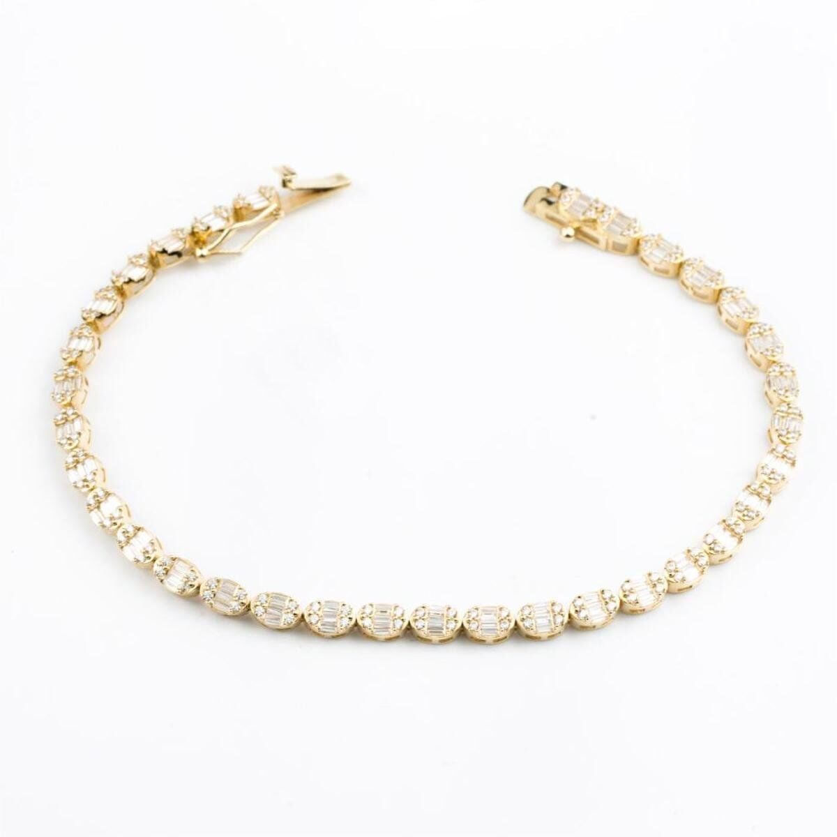 14K Yellow Gold Baguette Cubic Zirconia Bracelet (7.75 g)