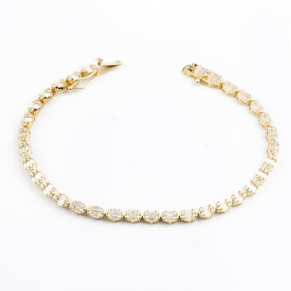 14K Yellow Gold Baguette Cubic Zirconia Bracelet (7.75 g)