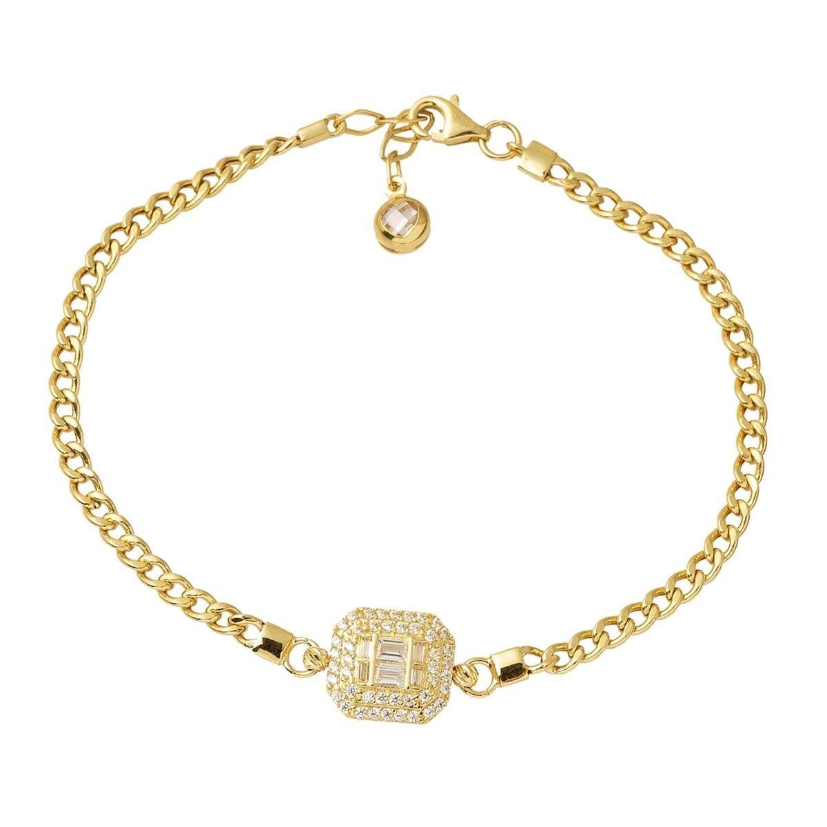 14K Yellow Gold Minimalist Baguette Cubic Zirconia Bracelet