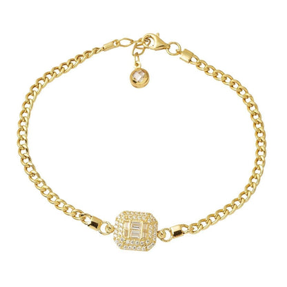 14K Yellow Gold Minimalist Baguette Cubic Zirconia Bracelet