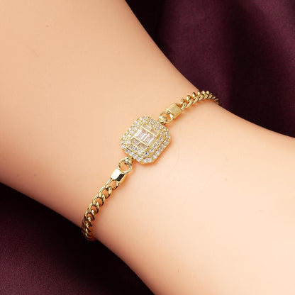 14K Yellow Gold Minimalist Baguette Cubic Zirconia Bracelet