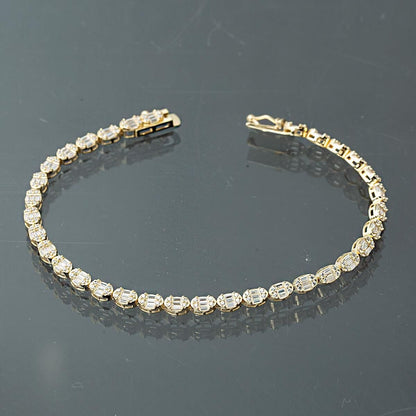 14K Yellow Gold Baguette Cubic Zirconia Bracelet (7.75 g)