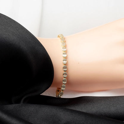 14K Yellow Gold Baguette Cubic Zirconia Bracelet (7.75 g)